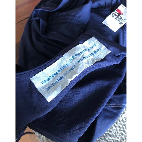 NWT Athleta Scrunch Ruched Tankini & bottoms in navy swim 2 piece size medium - Picture 11 of 11